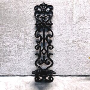 Gothic Cast Iron Wall Candle Sconce Academia Black Scroll Whimsigoth Medieval